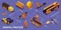 Isometric Sawmill Lumberjack Infographic