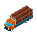 Isometric Sawmill Truck Composition