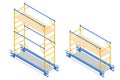 Isometric Scaffolding frame. Labor risks prevention about using scaffolds safely.