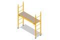 Isometric Scaffolding frame. Labor risks prevention about using scaffolds safely.