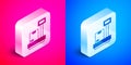 Isometric Scale with cardboard box icon isolated on pink and blue background. Logistic and delivery. Weight of delivery Royalty Free Stock Photo