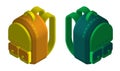 Isometric school backpack. September 1, beginning of school year. Student Accessories. 3d vector