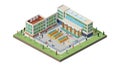 Isometric School Building with Students - Education Campus, vector design Generative AI Royalty Free Stock Photo