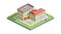 Isometric School Building Vector Illustration for Education & Learning, vector design Generative AI Royalty Free Stock Photo