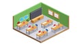 Isometric School Classroom Educational Learning Space, vector design Generative AI Royalty Free Stock Photo