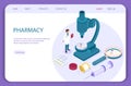 Isometric science lab experiment research pharmaceutics chemical concept web infographics vector illustration Royalty Free Stock Photo