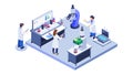 Isometric Science Lab Research Facility Teamwork, vector design Generative AI Royalty Free Stock Photo