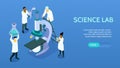 Isometric Science Laboratory Horizontal Banner