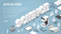 Isometric Science Landing Page Illustration Royalty Free Stock Photo
