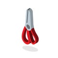 Isometric scissors icon. 3d school supplies. Vector Back to school background with stationery. Office accessories. EPS