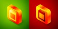 Isometric SD card icon isolated on green and red background. Memory card. Adapter icon. Square button. Vector Royalty Free Stock Photo