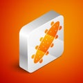 Isometric Sea cucumber icon isolated on orange background. Marine food. Silver square button. Vector. Royalty Free Stock Photo