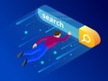 Isometric Search bar modern concept. Search engine optimization and web analytics elements. Vector interface element