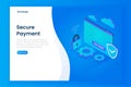 Isometric secure payment illustration landing page