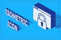 Isometric Secure your site with HTTPS, SSL icon isolated on blue background. Internet communication protocol. Vector Royalty Free Stock Photo