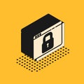 Isometric Secure your site with HTTPS, SSL icon isolated on yellow background. Internet communication protocol. Vector