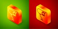 Isometric Security camera icon isolated on green and red background. Square button. Vector Royalty Free Stock Photo