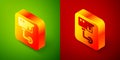 Isometric Security camera icon isolated on green and red background. Square button. Vector Royalty Free Stock Photo