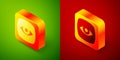 Isometric Security camera icon isolated on green and red background. Square button. Vector Royalty Free Stock Photo