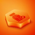 Isometric Sedative pills icon isolated on orange background. Orange hexagon button. Vector Royalty Free Stock Photo