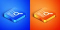 Isometric Server, Data, Web Hosting icon isolated on blue and orange background. Square button. Vector Royalty Free Stock Photo