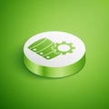 Isometric Server and gear icon isolated on green background. Adjusting app, service concept, setting options Royalty Free Stock Photo