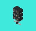 Isometric server icon illustrated in vector on white background Royalty Free Stock Photo