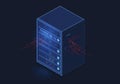 Isometric Server Rack Data Flow on Dark Background Royalty Free Stock Photo