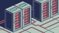 Isometric server racks, cloud computing secure data center, technology, vector design Generative AI Royalty Free Stock Photo