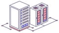 Isometric Server Racks Data Center, vector design Generative AI Royalty Free Stock Photo