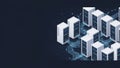 Isometric Server Racks and Data Flow on Dark Background Royalty Free Stock Photo