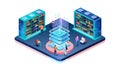 Isometric Server Room Ã¢â¬\' Cloud Storage, Digital Infrastructure, IT, vector design Generative AI Royalty Free Stock Photo