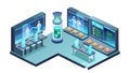 Isometric Server Room Data Center Interior, vector design Generative AI Royalty Free Stock Photo