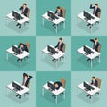 Isometric set of Businessman and businesswoman character design. People isometric business man in different poses Royalty Free Stock Photo