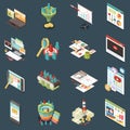 Convertion Rate Isometric Icons Set