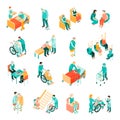 Elderly People Nursing Home Isometric Set