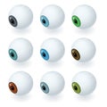 Isometric set of humans and abstract eyes. Realistic Eyes icons. Royalty Free Stock Photo