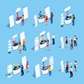 Isometric set of promotional stands. Royalty Free Stock Photo