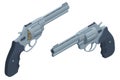 Isometric set revolvers firearms guns. Pistol revolver isolated on white background.