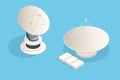 Isometric set Satellite dish antennas on white. Wireless communication equipments. Royalty Free Stock Photo