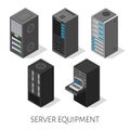 Isometric set server equipment background