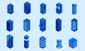 Isometric Set Server or Hardware Equipment isolated on background. Datacenter storage room objects.