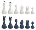 Isometric set of standard chess pieces. Chess icons. Board game. A chess piece, or chessman, is any of the six different Royalty Free Stock Photo