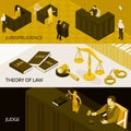 Law Isometric Banners Set Royalty Free Stock Photo