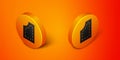 Isometric Sewing pattern icon isolated on orange background. Markings for sewing. Orange circle button. Vector Royalty Free Stock Photo
