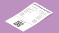 Isometric shop receipt, paper payment bill