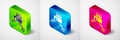 Isometric Shutdown of factory icon isolated on grey background. Industrial building. Square button. Vector