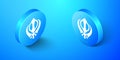 Isometric Sikhism religion Khanda symbol icon isolated on blue background. Khanda Sikh symbol. Blue circle button