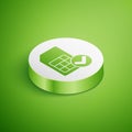 Isometric Sim card icon isolated on green background. Mobile cellular phone sim card chip. Mobile telecommunications