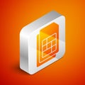 Isometric Sim card icon isolated on orange background. Mobile cellular phone sim card chip. Mobile telecommunications